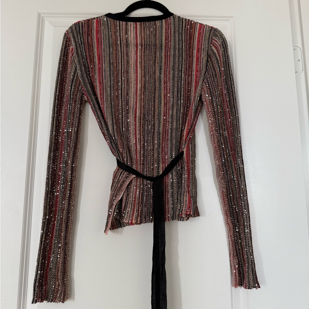 NWT MISSONI Sequin-embellished striped crochet-knit wrap top $1,770 44 8 - Picture 7 of 10